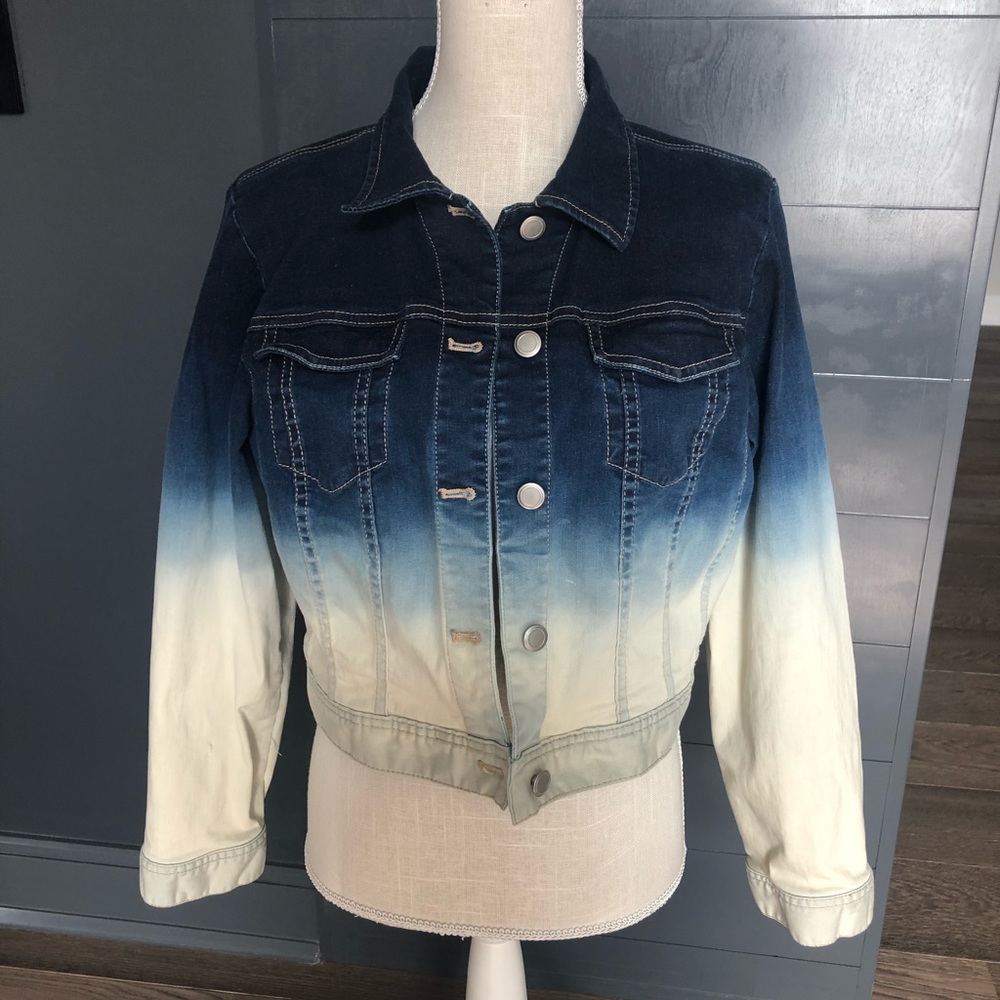 Chico’s Ombré Denim Jacket sz 2 Dip Dye